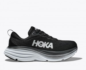 HOKA Bondi 8 Men's Running Shoes Black / White | BIL418530