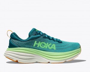 HOKA Bondi 8 Men's Running Shoes Dark Green / Light Green | AZM910256