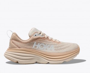 HOKA Bondi 8 Women's Running Shoes Beige / White | YAT261745