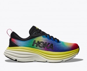 HOKA Bondi 8 Women's Running Shoes Black / Multicolor | JQI745691