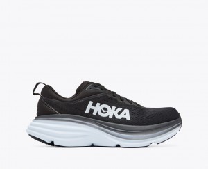 HOKA Bondi 8 Women's Running Shoes Black / White | EMV316425