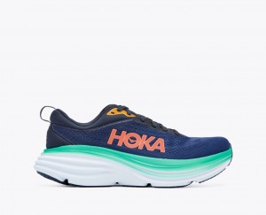 HOKA Bondi 8 Women's Running Shoes Dark Blue / Turquoise | ZFK584039