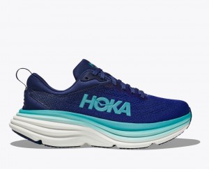 HOKA Bondi 8 Women's Running Shoes Navy / Turquoise | UHG072384