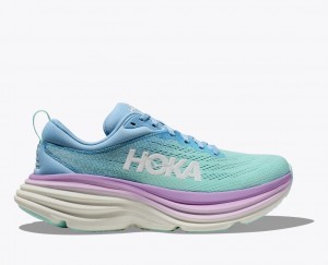 HOKA Bondi 8 Women's Running Shoes Turquoise / Blue / Purple | WIM735804