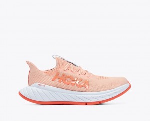 HOKA Carbon X 3 Women's Running Shoes Coral / Light Blue | HZP906742