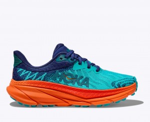 HOKA Challenger 7 Men's Trail Running Shoes Turquoise / Orange | GTE520349