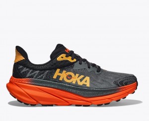 HOKA Challenger 7 Men's Trail Running Shoes Black / Red | KOZ046782