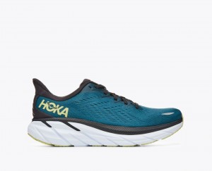 HOKA Clifton 8 Men's Running Shoes Dark Turquoise / Black | IRH317925