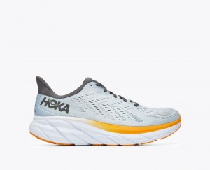 HOKA Clifton 8 Men's Running Shoes Light Blue / Orange | LZV268735