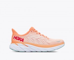 HOKA Clifton 8 Women's Running Shoes Coral | JKE890672