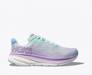 HOKA Clifton 9 Kids' Running Shoes Grey / Light Pueple | RDW136958