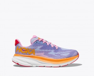 HOKA Clifton 9 Kids' Running Shoes Light Purple / Orange / Pink | BSV072648