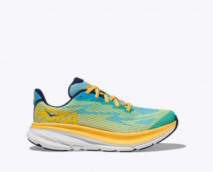 HOKA Clifton 9 Kids' Running Shoes Light Green / Orange | SEV019873