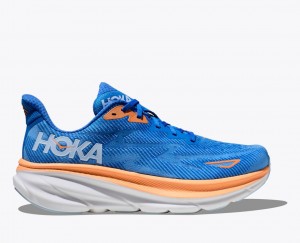 HOKA Clifton 9 Men's Running Shoes Blue / Orange | LME201637