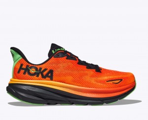 HOKA Clifton 9 Men's Running Shoes Dark Orange / Black | HYD023845