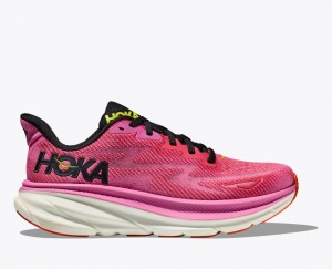 HOKA Clifton 9 Women's Running Shoes Pink / Black | GKL608379