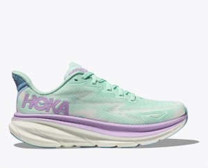 HOKA Clifton 9 Women's Running Shoes Turquoise / Purple | HTA387069