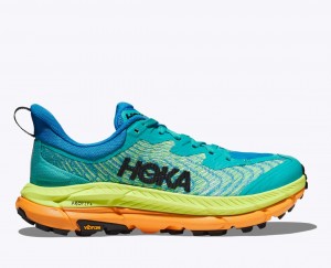 HOKA Mafate Speed 4 Men's Trail Running Shoes Turquoise / Green / Orange | VAI846013