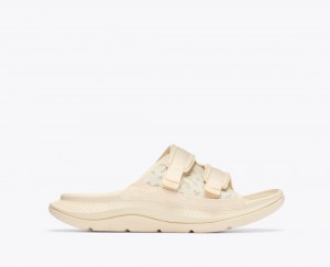 HOKA Ora Luxe Men's Slide Cream | VDG614358