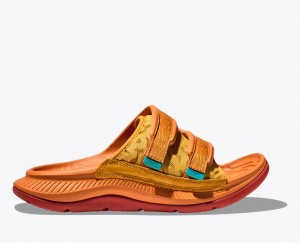 HOKA Ora Luxe Men's Slide Dark Orange | KUB961724