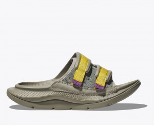 HOKA Ora Luxe Men's Slide Khaki / Yellow | ERH642359