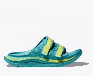 HOKA Ora Luxe Men's Slide Turquoise | DRU718953