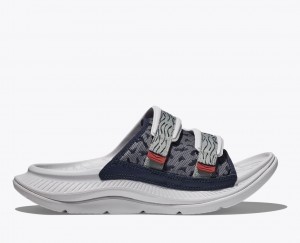 HOKA Ora Luxe Men's Slide White / Grey | WVL748596