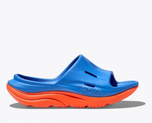 HOKA Ora Recovery 3 Kids' Slides Blue / Orange | SHT591467