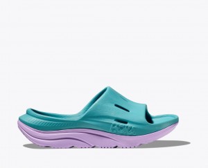 HOKA Ora Recovery 3 Kids' Slides Turquoise / Light Purple | NGK749502