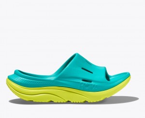 HOKA Ora Recovery 3 Kids' Slides Turquoise / Green | KLC627035