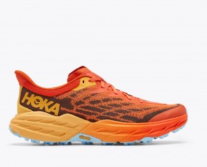 HOKA Speedgoat 5 Men's Trail Running Shoes Orange / Dark Brown | VTR345871