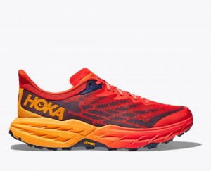 HOKA Speedgoat 5 Men's Trail Running Shoes Red / Dark Brown | PFN958046