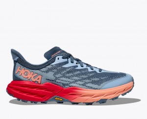 HOKA Speedgoat 5 Women's Trail Running Shoes Blue Grey / Red | ADI674352