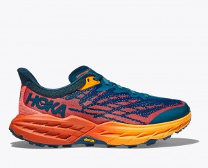 HOKA Speedgoat 5 Women's Trail Running Shoes Dark Blue / Orange | DRH287103