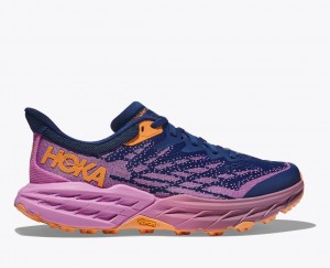 HOKA Speedgoat 5 Women's Trail Running Shoes Navy / Pink | REW870634