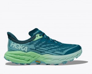 HOKA Speedgoat 5 Women's Trail Running Shoes Blue / Green | AIT586103