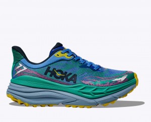 HOKA Stinson 7 Men's Trail Running Shoes Green / Blue | YXL563824