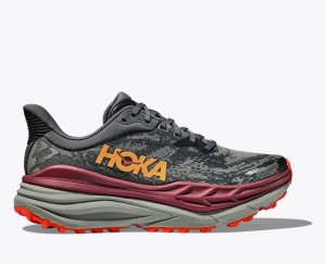 HOKA Stinson 7 Men's Trail Running Shoes Dark Grey / Black / Dark Red | OKH312897