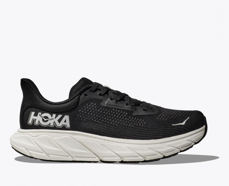 HOKA Arahi 7 Men\'s Running Shoes Black / White | KOE592614