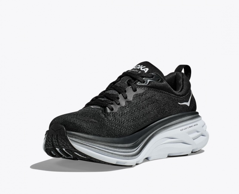 HOKA Bondi 8 Men's Running Shoes Black / White | BIL418530