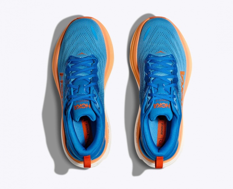 HOKA Bondi 8 Men's Running Shoes Blue / Orange | NBH179580