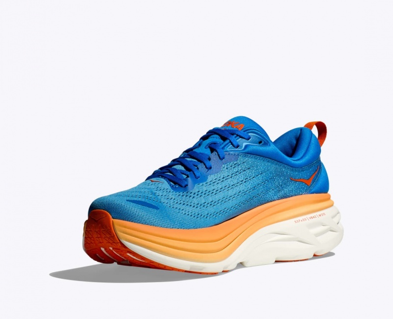 HOKA Bondi 8 Men's Running Shoes Blue / Orange | NBH179580