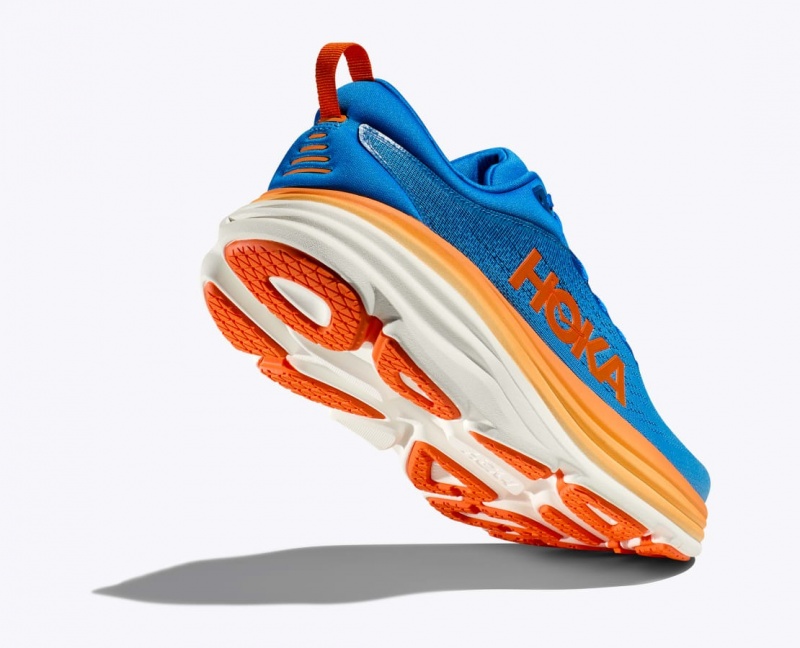 HOKA Bondi 8 Men's Running Shoes Blue / Orange | NBH179580