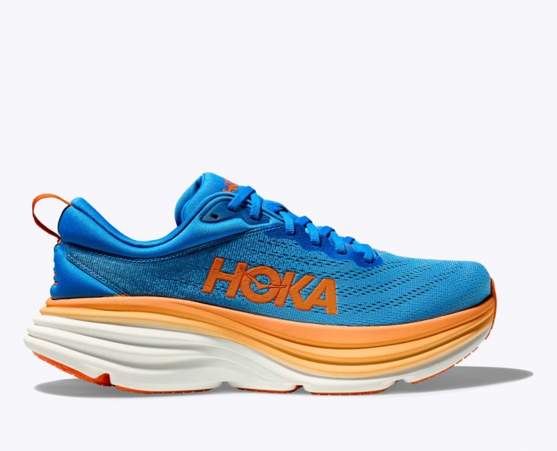 HOKA Bondi 8 Men\'s Running Shoes Blue / Orange | NBH179580