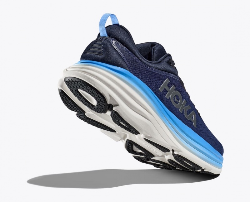 HOKA Bondi 8 Men's Running Shoes Dark Blue / Blue | RKG894513