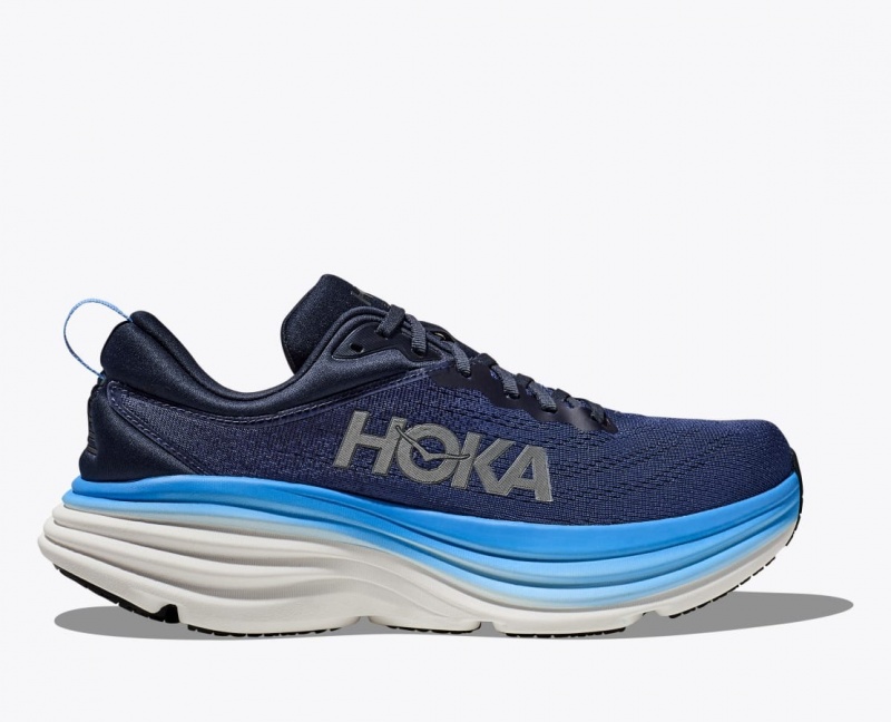 HOKA Bondi 8 Men\'s Running Shoes Dark Blue / Blue | RKG894513