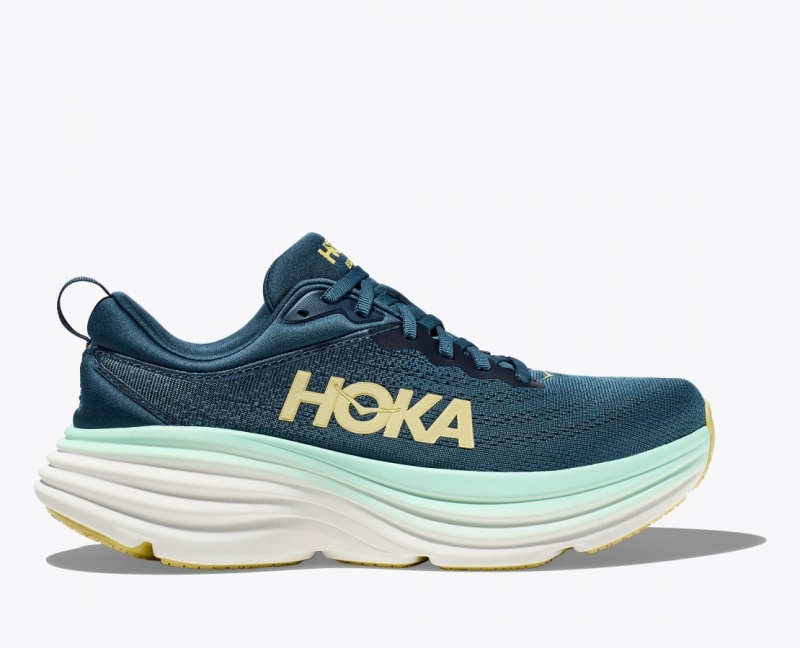 HOKA Bondi 8 Men\'s Running Shoes Dark Turquoise | TRA376218