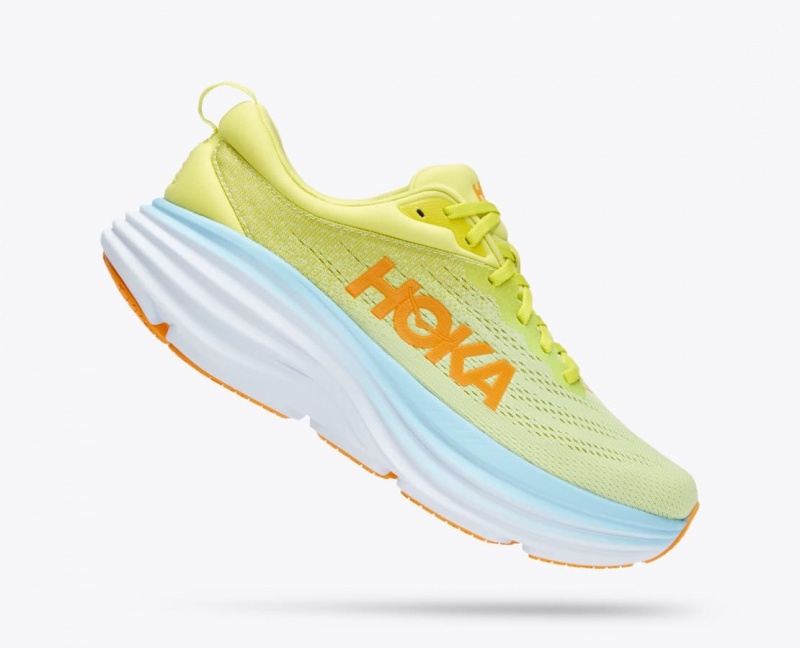 HOKA Bondi 8 Men's Running Shoes Light Green / Light Blue | LSA570486