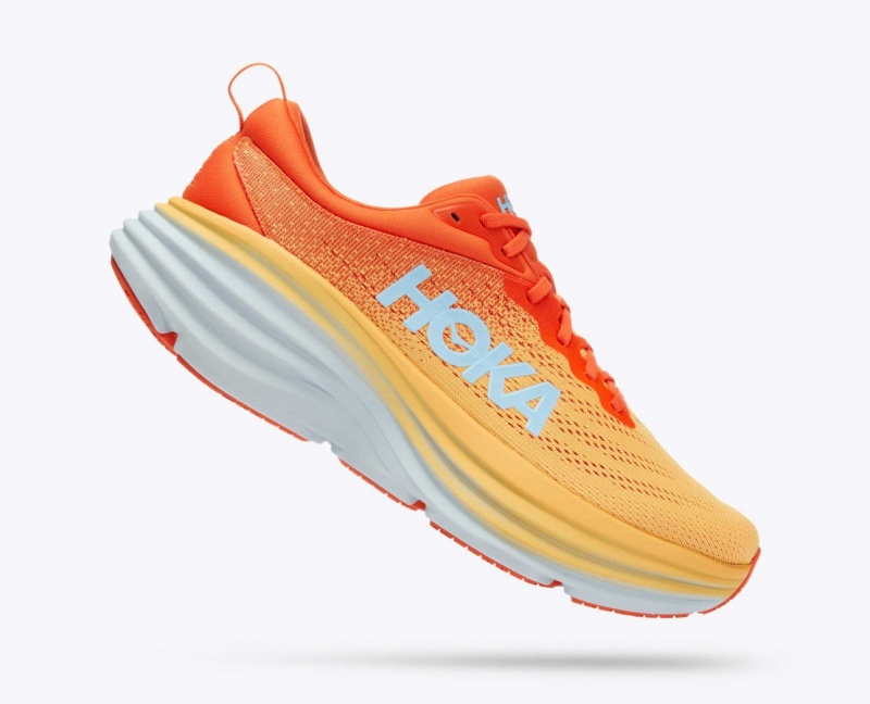 HOKA Bondi 8 Men's Running Shoes Orange / Red | YUZ296548