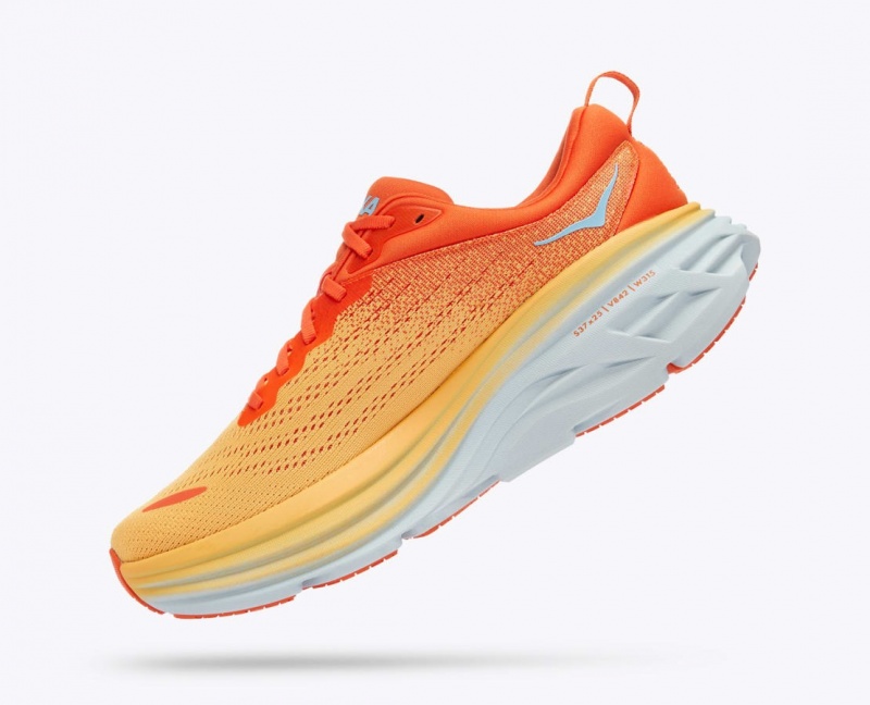 HOKA Bondi 8 Men's Running Shoes Orange / Red | YUZ296548